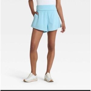 Joy Lab Womens Mid Rise Foldover Waistband Shorts 3" Inseam Light Blue XL